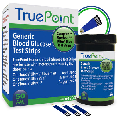 TruePoint Blood Glucose Test Strips – 50 Count, Compatible with Ultra, Ultra2, UltraMini & UltraSmart Meters