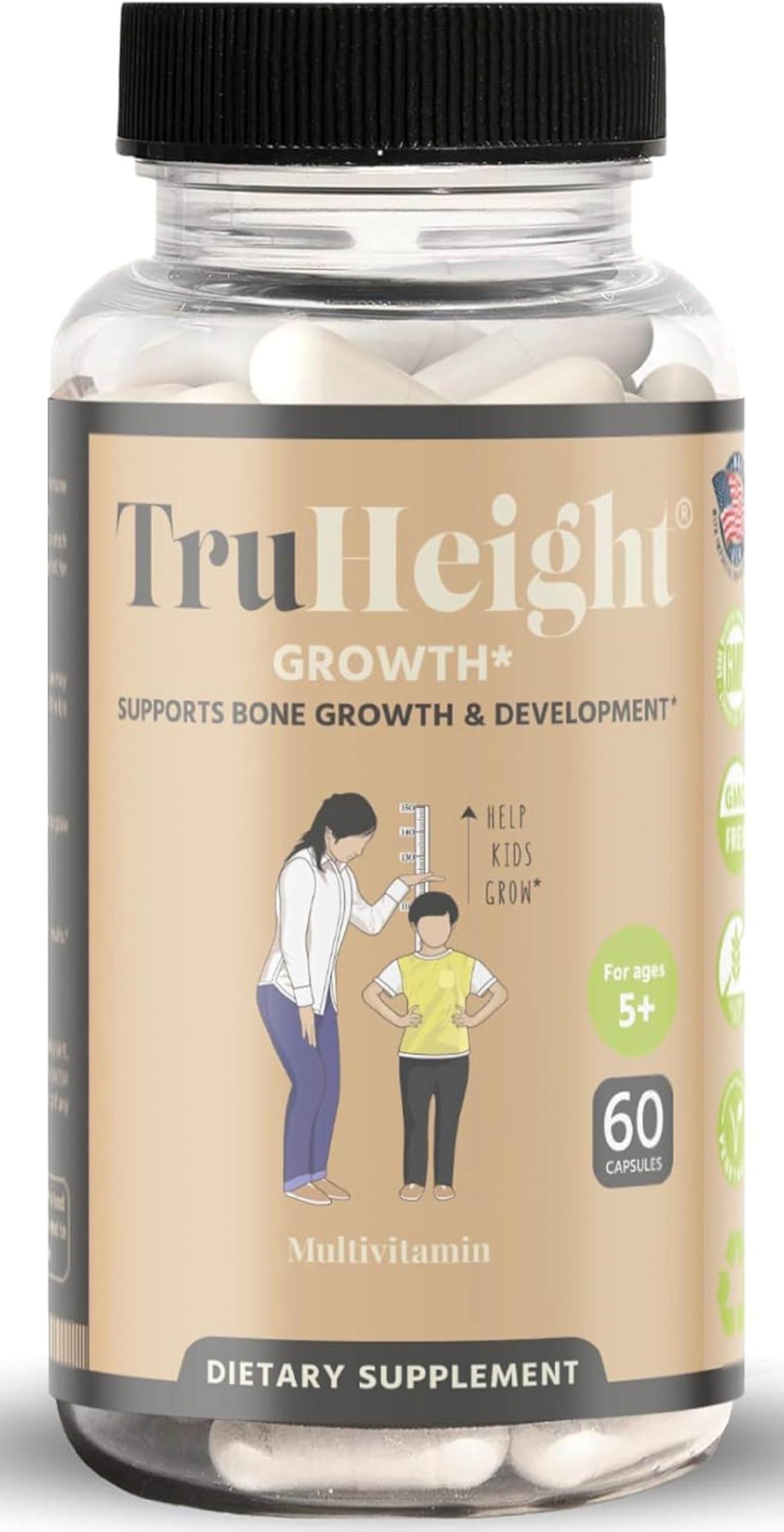 TruHeight Growth Capsules for Kids & Teens | Natural Bone Support with D3, K2 & Ashwagandha