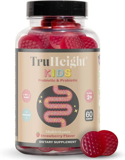 TruHeight Kids Prebiotic & Probiotic Gummies - Strawberry Flavor 2+
