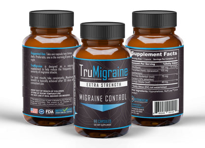 TruMigraine Relief & Prevention – All Natural Migraine Supplements (60 Veggie Capsules)