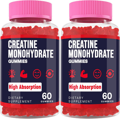 Trupretty Creatine Monohydrate Gummies – Vegan Organic, Taurine & B6, 2 Bottles