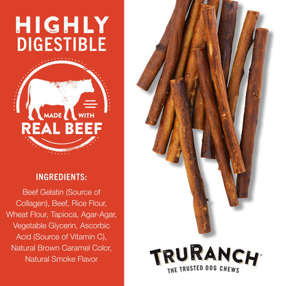 TRURANCH Collagen Sticks - 5-Inch Dog Treats, Rawhide Alternative, Beef, 3 Bags (45 Count)
