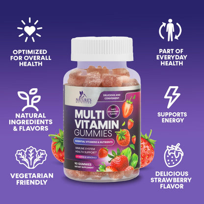 Multivitamin Gummies for Adults – Immune Support (A, C, D, B12) 90 Gummies