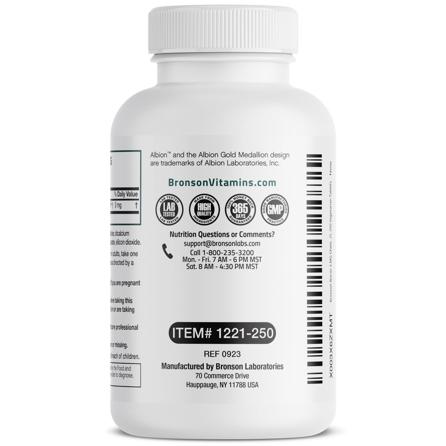 Bronson Boron 3 mg Chelated for Bone Health | Non-GMO, 250 Vegetarian Tablets