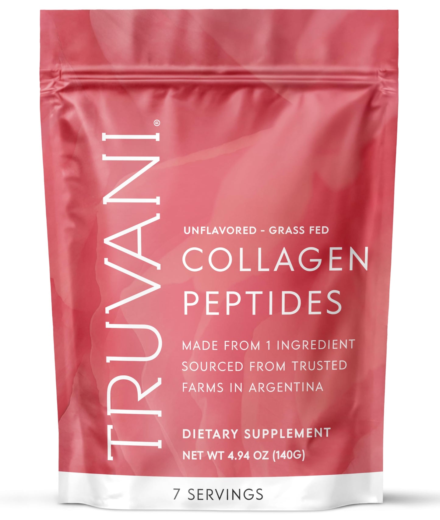 Truvani Hydrolyzed Collagen Peptides – Unflavored, 20g, 7 Servings | Grass-Fed, Keto
