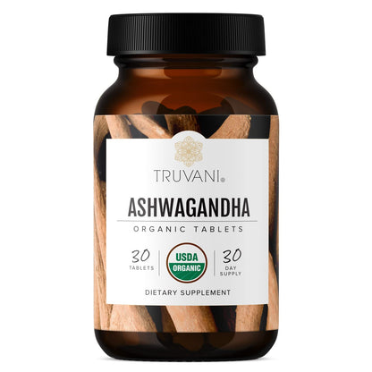 Truvani Organic Ashwagandha | Daily Energy, Mood, Brain Health & Sleep Support | 30 Day Non-GMO