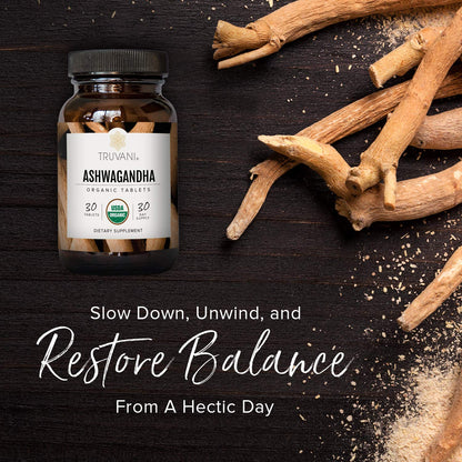 Truvani Organic Ashwagandha | Daily Energy, Mood, Brain Health & Sleep Support | 30 Day Non-GMO