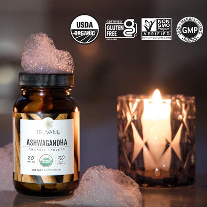 Truvani Organic Ashwagandha | Daily Energy, Mood, Brain Health & Sleep Support | 30 Day Non-GMO