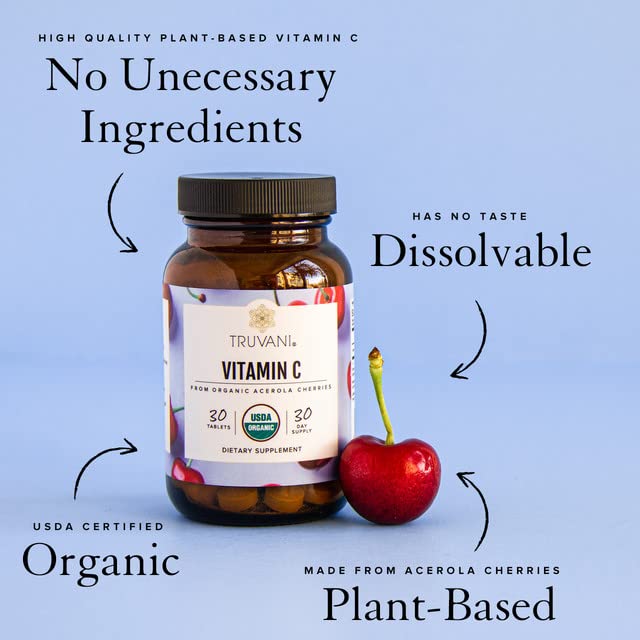 Truvani Vitamin C | USDA Organic, High Absorption & Immune Support | 30 Servings