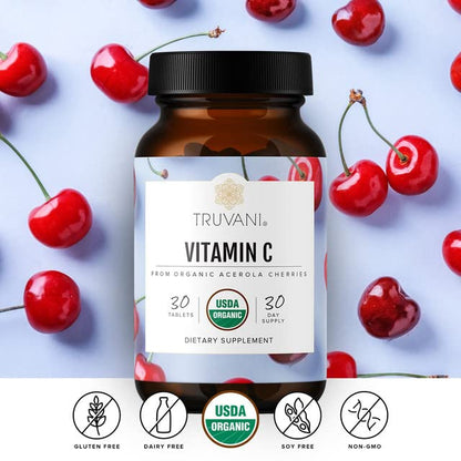 Truvani Vitamin C | USDA Organic, High Absorption & Immune Support | 30 Servings