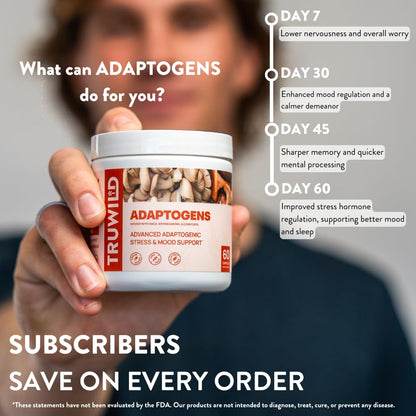 TruWild Adaptogen Blend – Cordyceps, Maca & Ashwagandha (60 Caps)