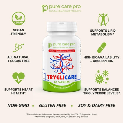 Pure Care Pro Tryglicare | All-Natural Triglyceride Support (60 Capsules) – Vegan & Gluten Free