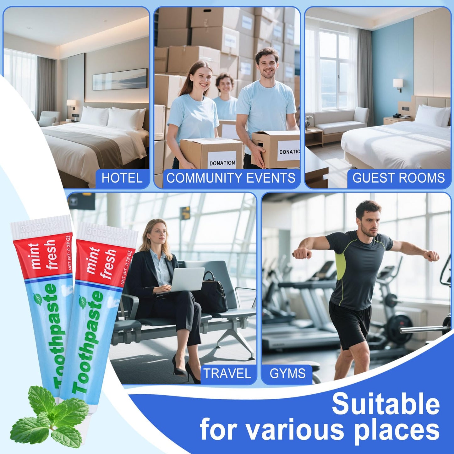 0.28oz Small Toothpaste Travel Size Bulk – Mint Scent, TSA Compliant (40 Count)
