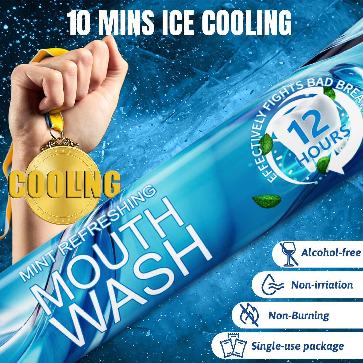 Portable Travel Size Mouthwash Packets – TSA-Approved 0.4oz Mini Mint Mouthwash (10-Pack, Alcohol & Fluoride-Free)