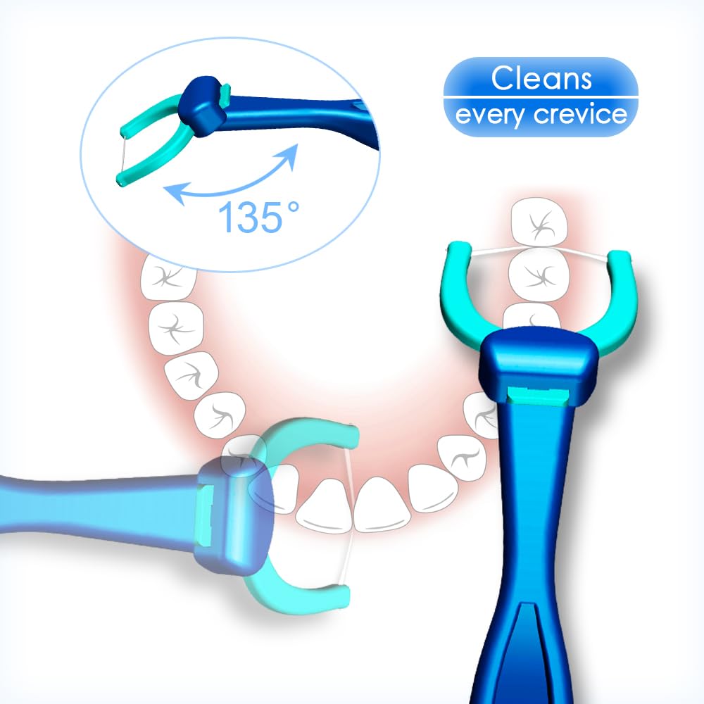 T.Smile NoFuss Dental Flosser Kit – 5-Inch Handle & 100 Refills (Fluoride Free)