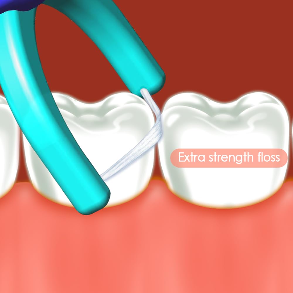 T.Smile NoFuss Dental Flosser Kit – 5-Inch Handle & 100 Refills (Fluoride Free)