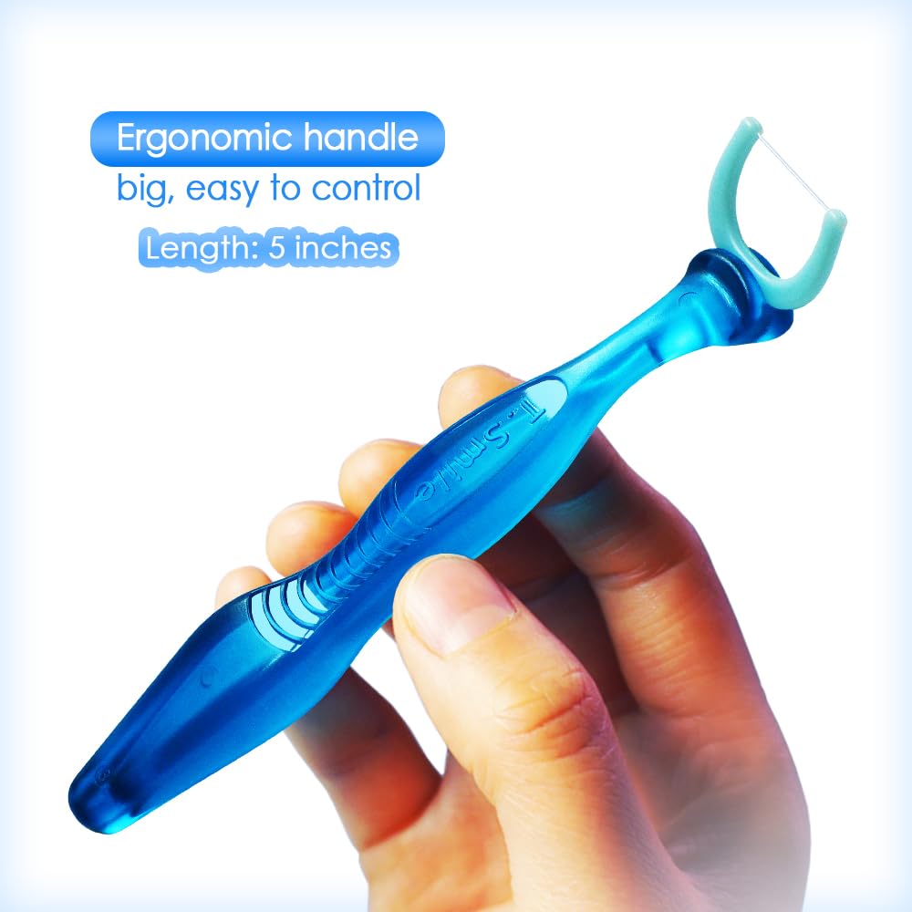 T.Smile NoFuss Dental Flosser Kit – 5-Inch Handle & 100 Refills (Fluoride Free)