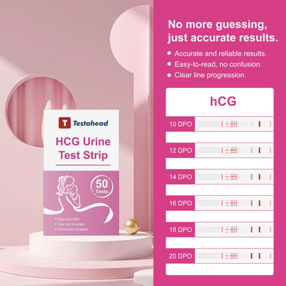 T TESTAHEAD Pregnancy Test Strips – 50 Count, High Sensitivity Home Test for Early Detection