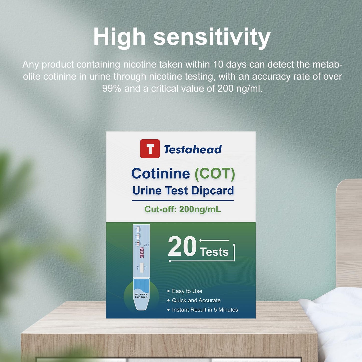 T TESTAHEAD Urine Nicotine Test Strips – Pack of 20 | At-Home Nicotine Rapid Test Kit
