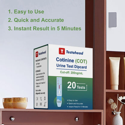 T TESTAHEAD Urine Nicotine Test Strips – Pack of 20 | At-Home Nicotine Rapid Test Kit
