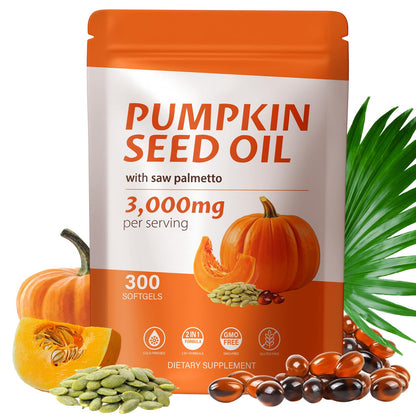 TTGUMMYAMAL Pumpkin Seed Oil with Saw Palmetto – Organic Cold-Pressed Softgels (300)