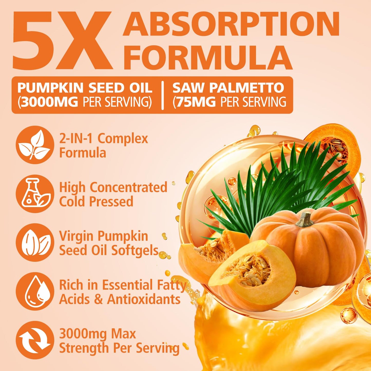 TTGUMMYAMAL Pumpkin Seed Oil with Saw Palmetto – Organic Cold-Pressed Softgels (300)