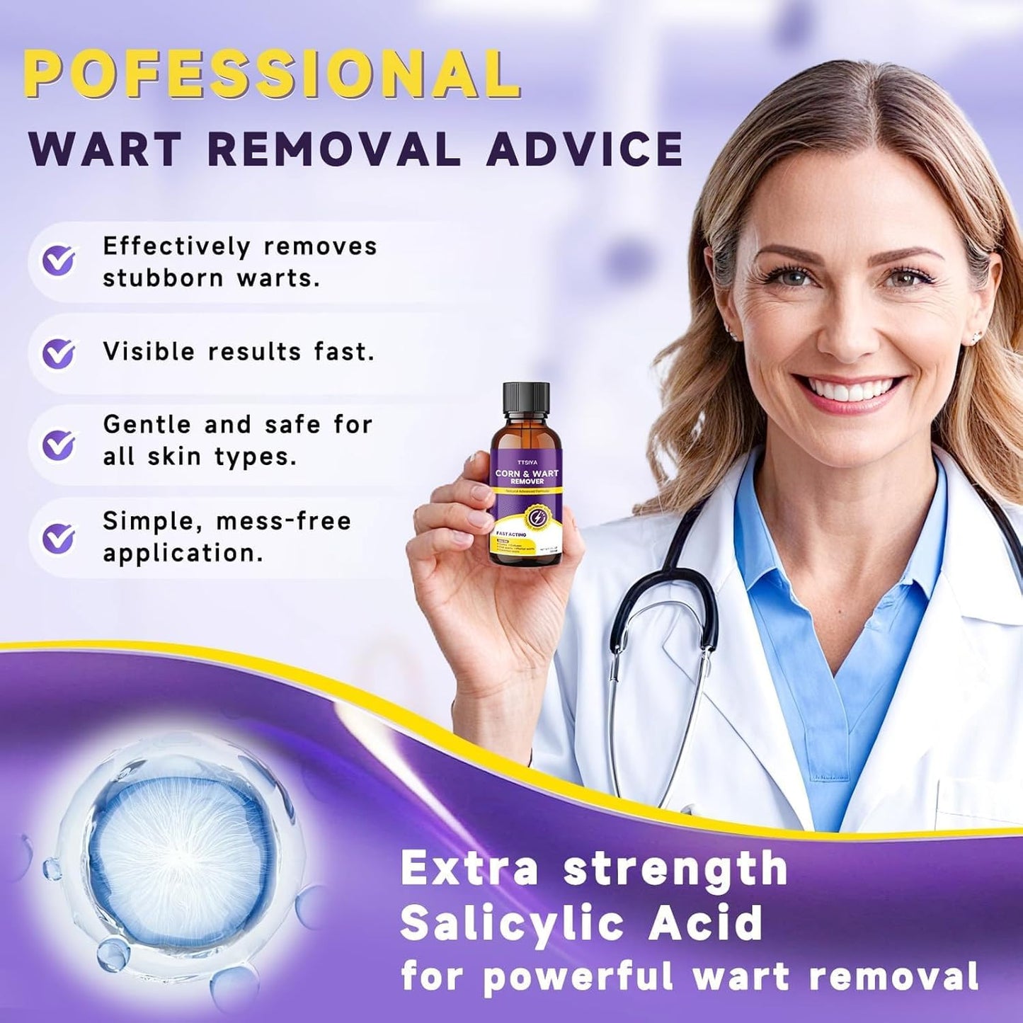 TTsiya Wart Remover Cream & Liquid Freeze Off – Fast Acting Salicylic Acid Wart Treatment (20g & 30ml)