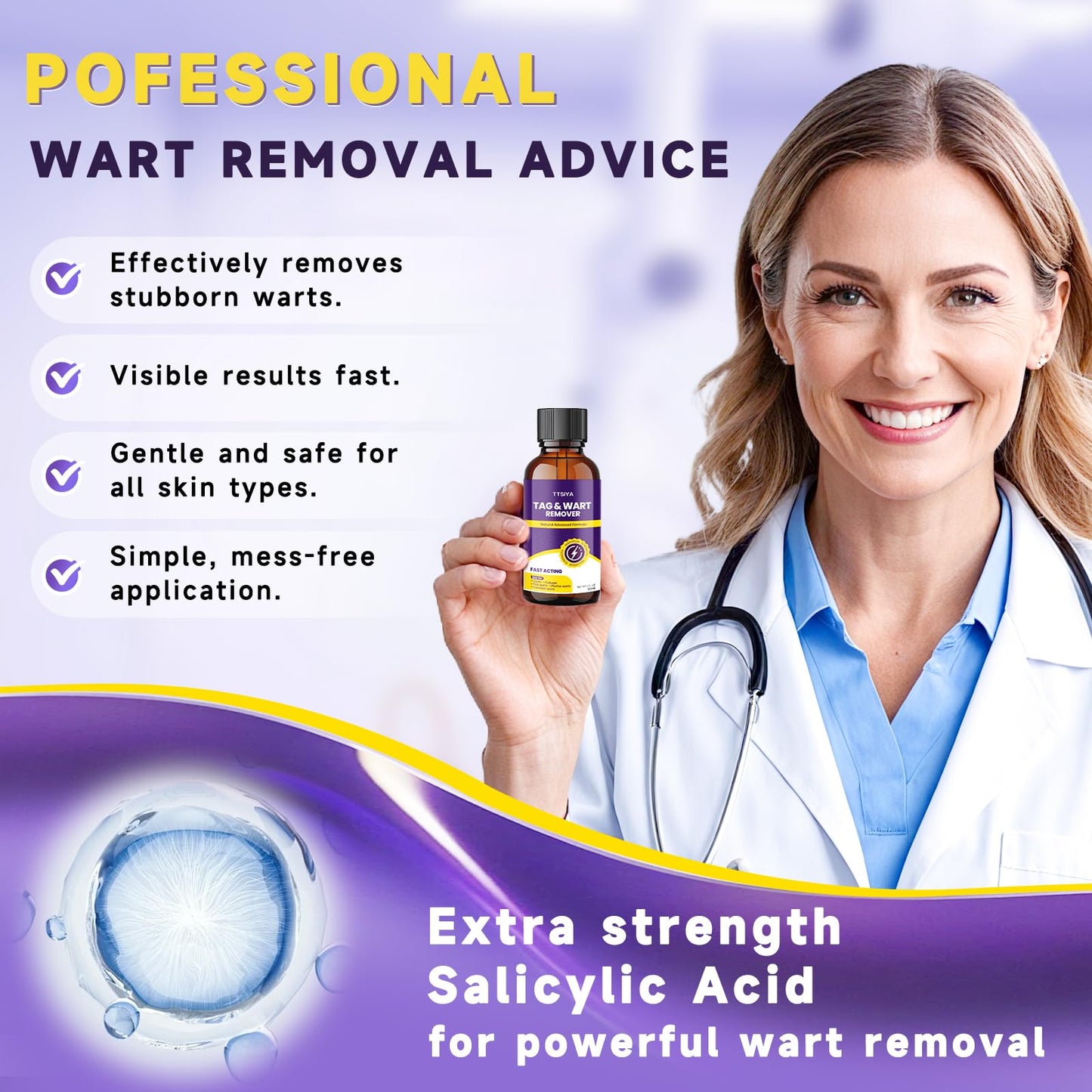 TTsiya Wart Remover Freeze Off – Fast-Acting Salicylic Acid Liquid (30 ml)