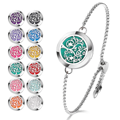 ttstar Essential Oil Diffuser Bracelet - Stainless Steel Aromatherapy Locket Gift Set