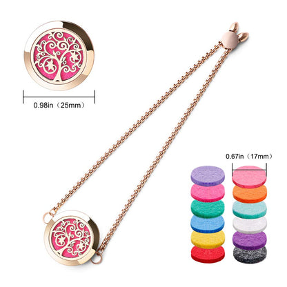 ttstar Essential Oil Diffuser Bracelet - Stainless Steel Aromatherapy Locket, Adjustable, 24 Refill Pads, 12 Colors (Rose Gold) | Gift for Women