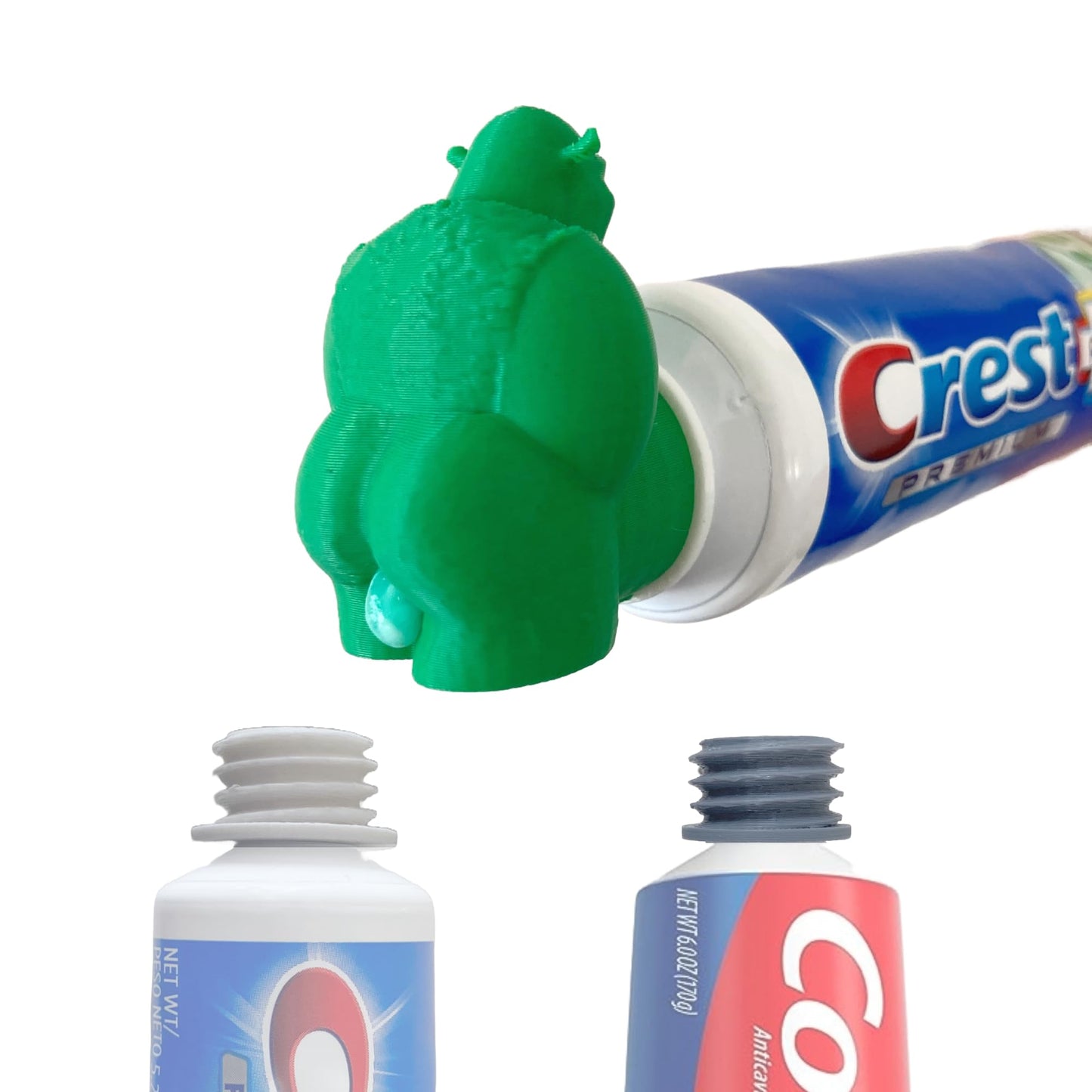 TUBECAPZ Shrek Pooping Toothpaste Topper – Adapters for Crest & Colgate Tubes