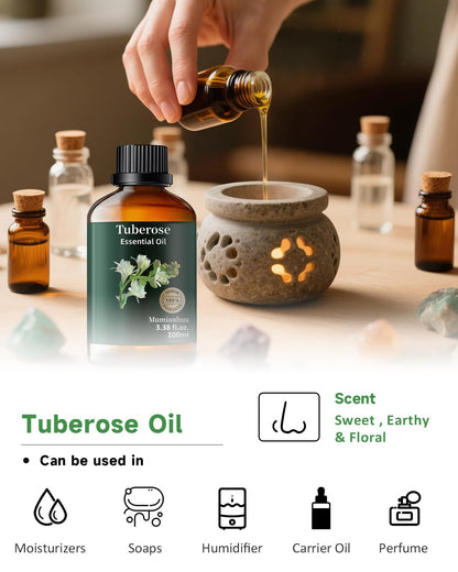 Mumianhua Tuberose Essential Oil – 100% Pure Therapeutic Grade (3.38 fl oz)