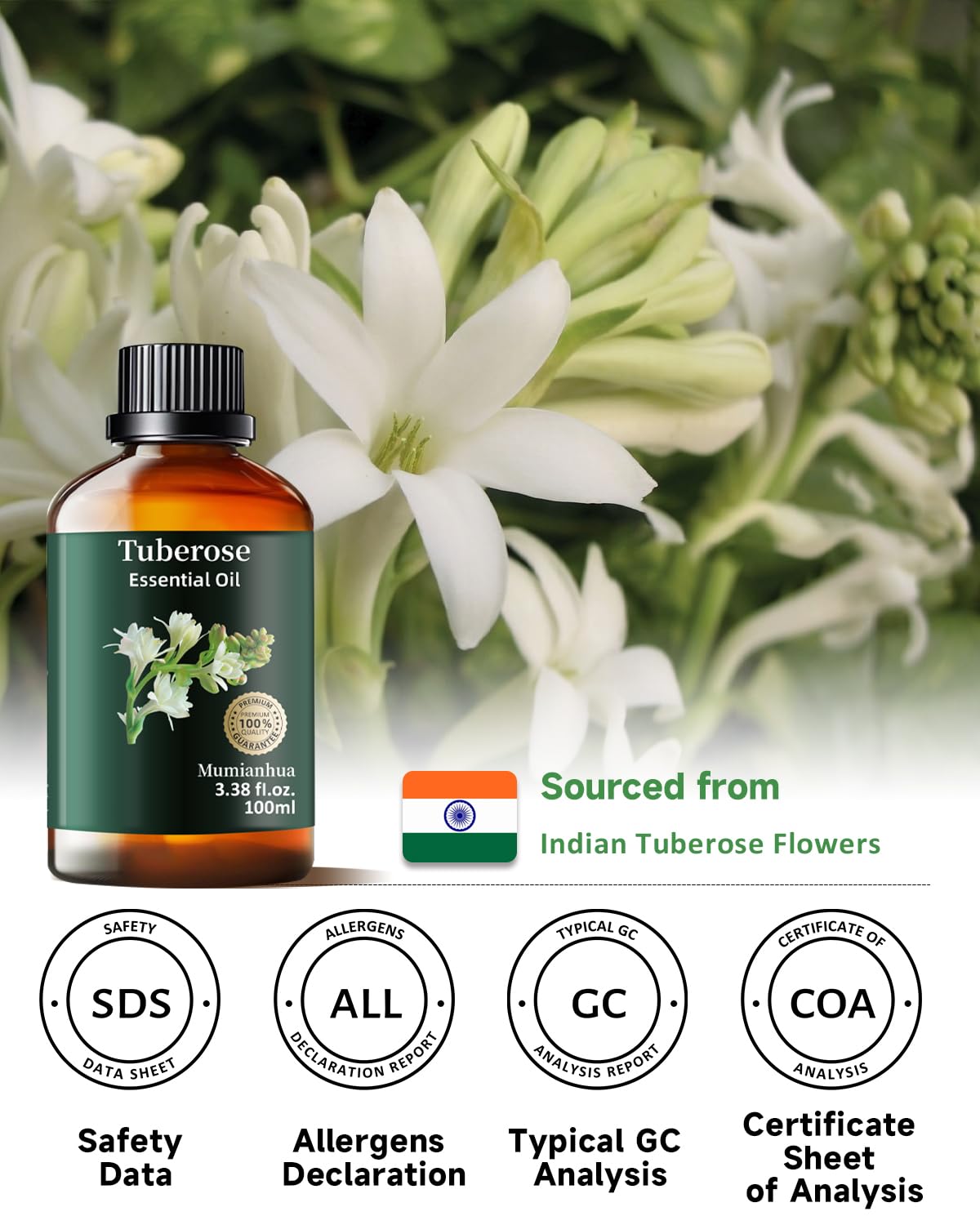 Mumianhua Tuberose Essential Oil – 100% Pure Therapeutic Grade (3.38 fl oz)
