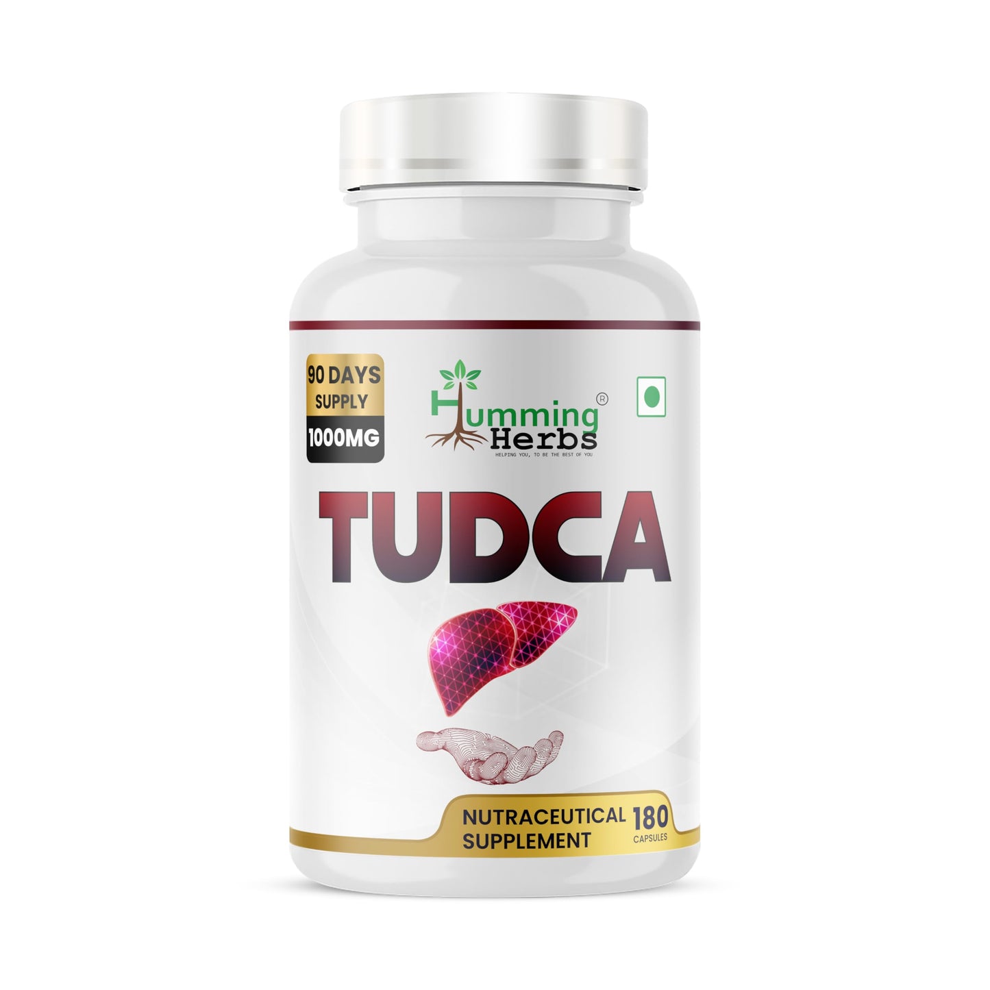 TUDCA Tauroursodeoxycholic Acid Supplement 1000mg - 180 Vegan Capsules - Non-GMO