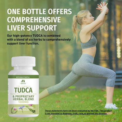 TUDCA Supplement 1000mg – Bile Salts and Liver Support with Milk Thistle – 6 Herb Blend Gallbladder Formula – 60 Capsules