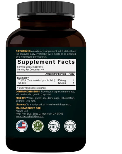 TUDCA 500mg with OX Bile 125mg – 120 Capsules | Liver Support