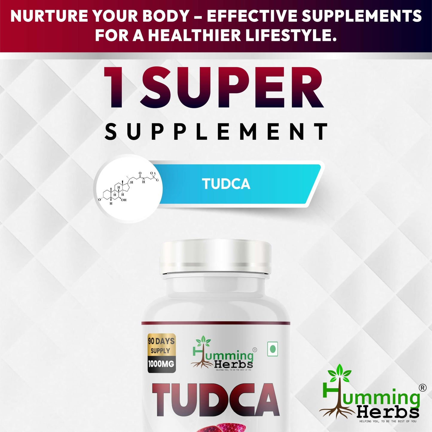 TUDCA Tauroursodeoxycholic Acid Supplement 1000mg - 180 Vegan Capsules - Non-GMO
