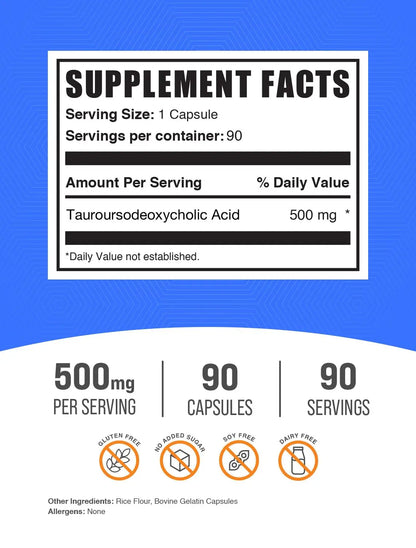 BulkSupplements TUDCA Capsules - Tauroursodeoxycholic Acid 500mg | Gluten Free | 90 Capsules BritishVita | Premium UK Vitamins & Wellness Supplements