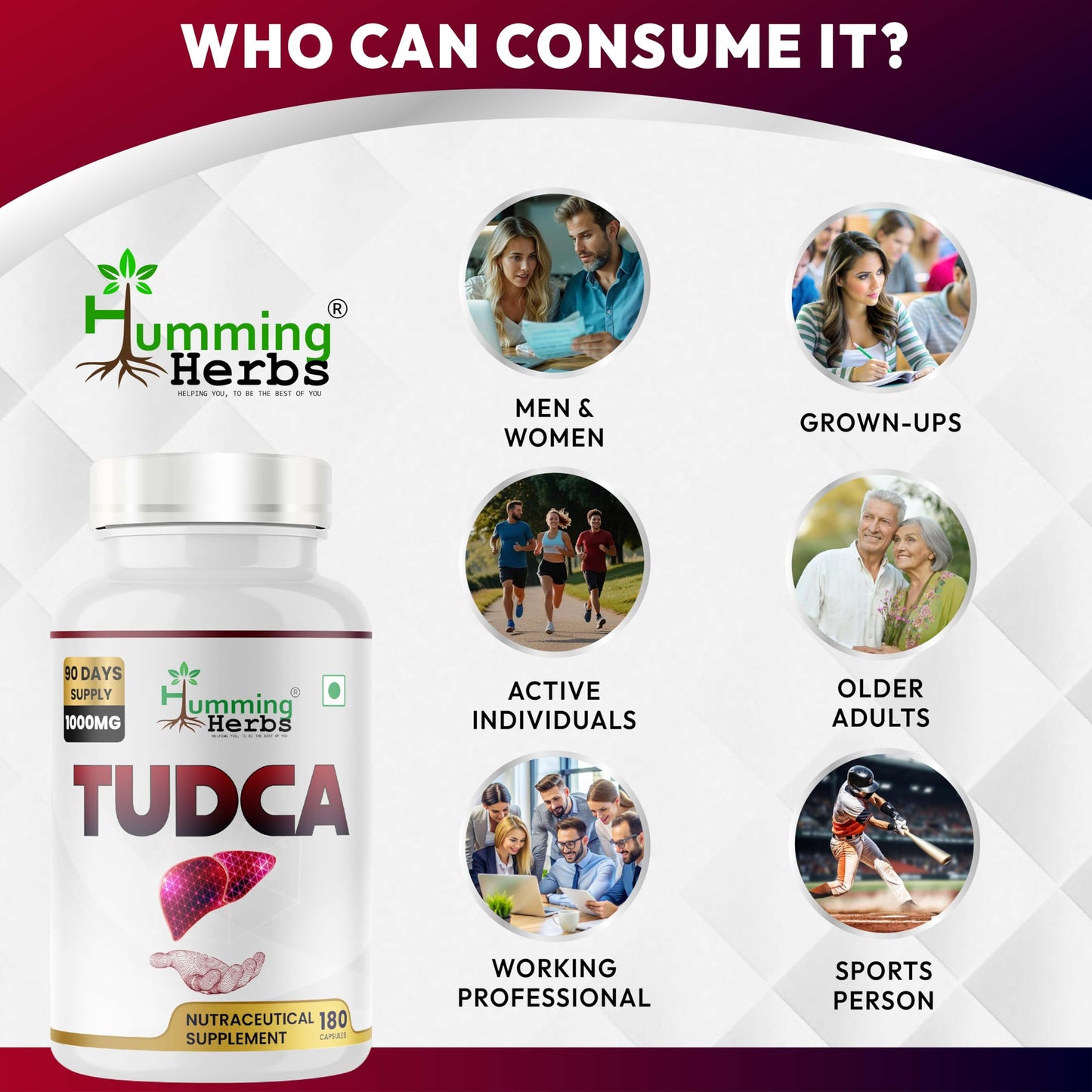 TUDCA Tauroursodeoxycholic Acid Supplement 1000mg - 180 Vegan Capsules - Non-GMO