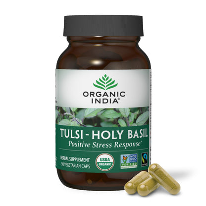 ORGANIC INDIA Tulsi Holy Basil Capsules - Immune Support, Stress Relief, 90 Capsules