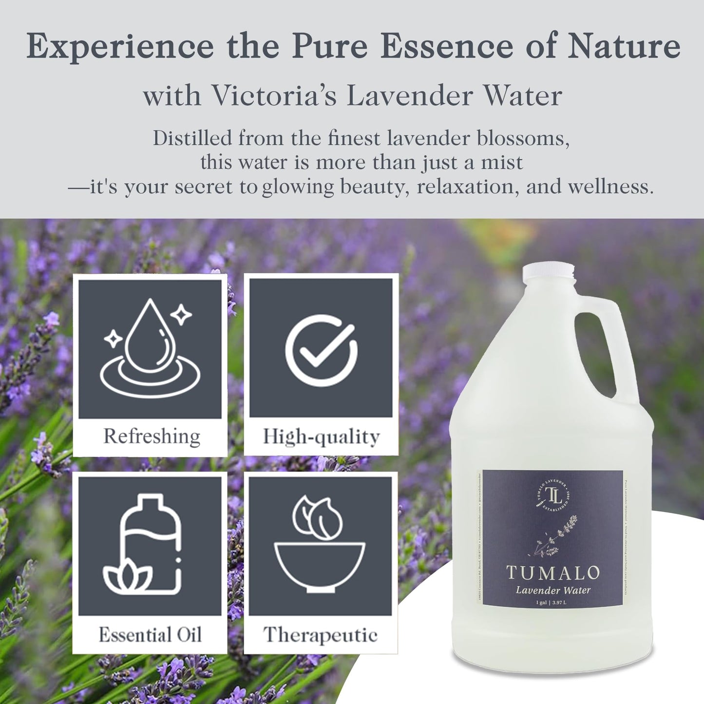 Tumalo Lavender Hydrosol - Organic Lavender Floral Water for Skincare, Aromatherapy & Home Use | Made in USA