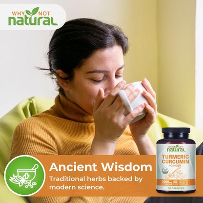 Organic Turmeric Curcumin Capsules with Ginger and Black Pepper - Tumeric