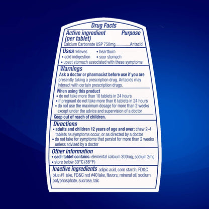 TUMS EX Assorted Berries – 8 Count (Pack of 12) | Fast-Acting Heartburn Relief