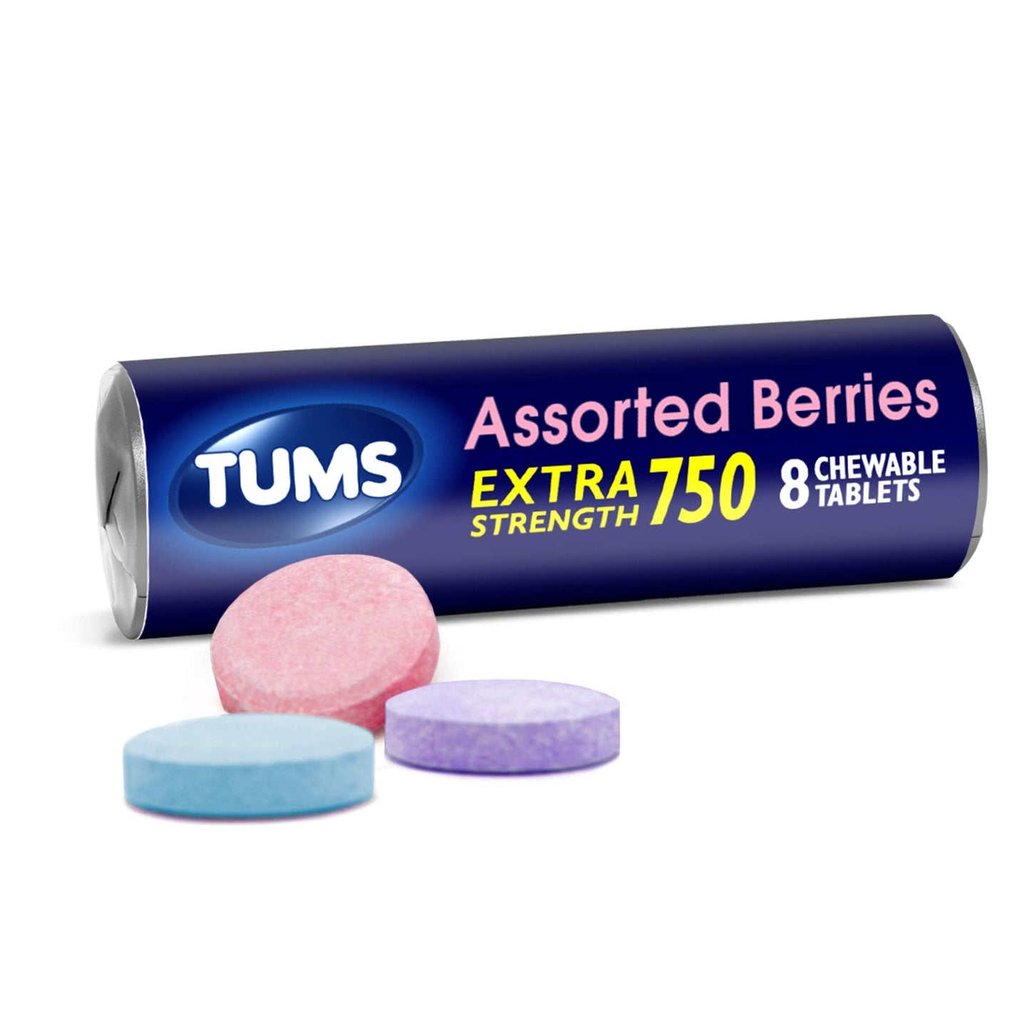 TUMS EX Assorted Berries – 8 Count (Pack of 12) | Fast-Acting Heartburn Relief