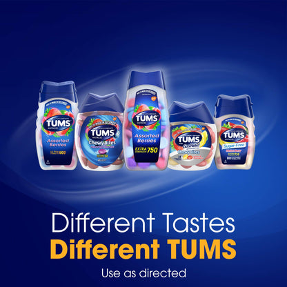 TUMS EX Assorted Berries – 8 Count (Pack of 12) | Fast-Acting Heartburn Relief