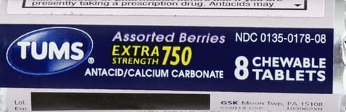TUMS EX Assorted Berries – 8 Count (Pack of 12) | Fast-Acting Heartburn Relief