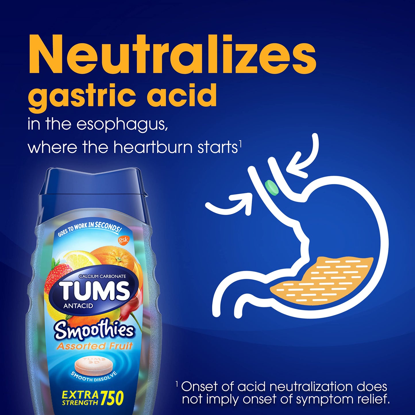 TUMS Smoothies Extra Strength Antacid Chewables – Fruit, 140 Count