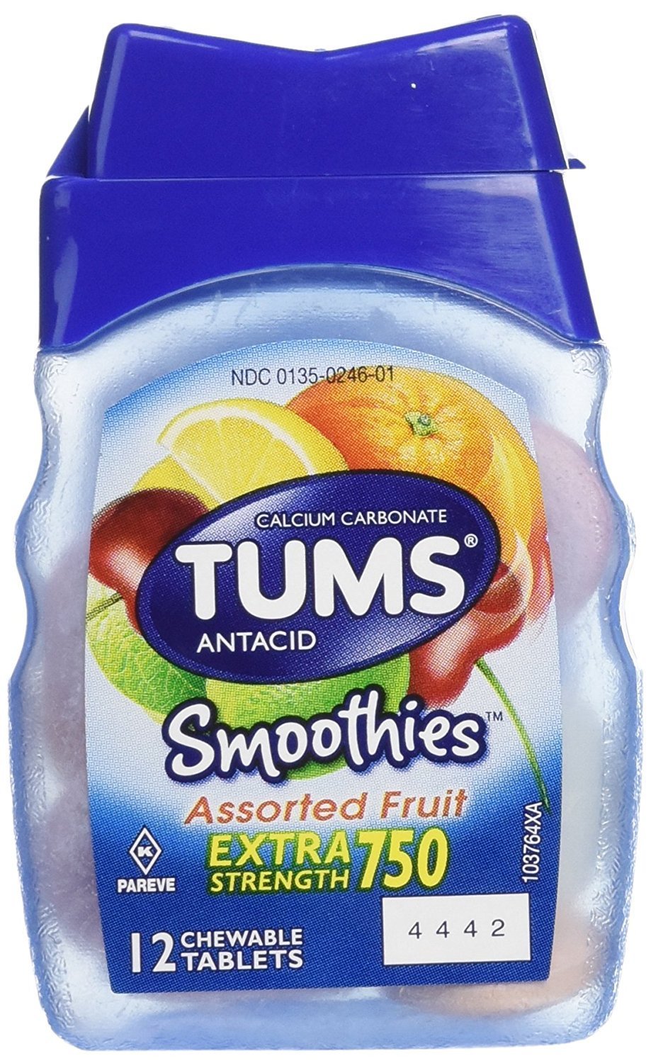 TUMS Smoothies Assorted Fruit Chewable Tablets — 12 Count Pack, 6 Pack Bundle