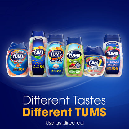 TUMS Ultra Strength Antacid Tablets – Fast Chewable Heartburn Relief, Assorted Berry, 12 Rolls