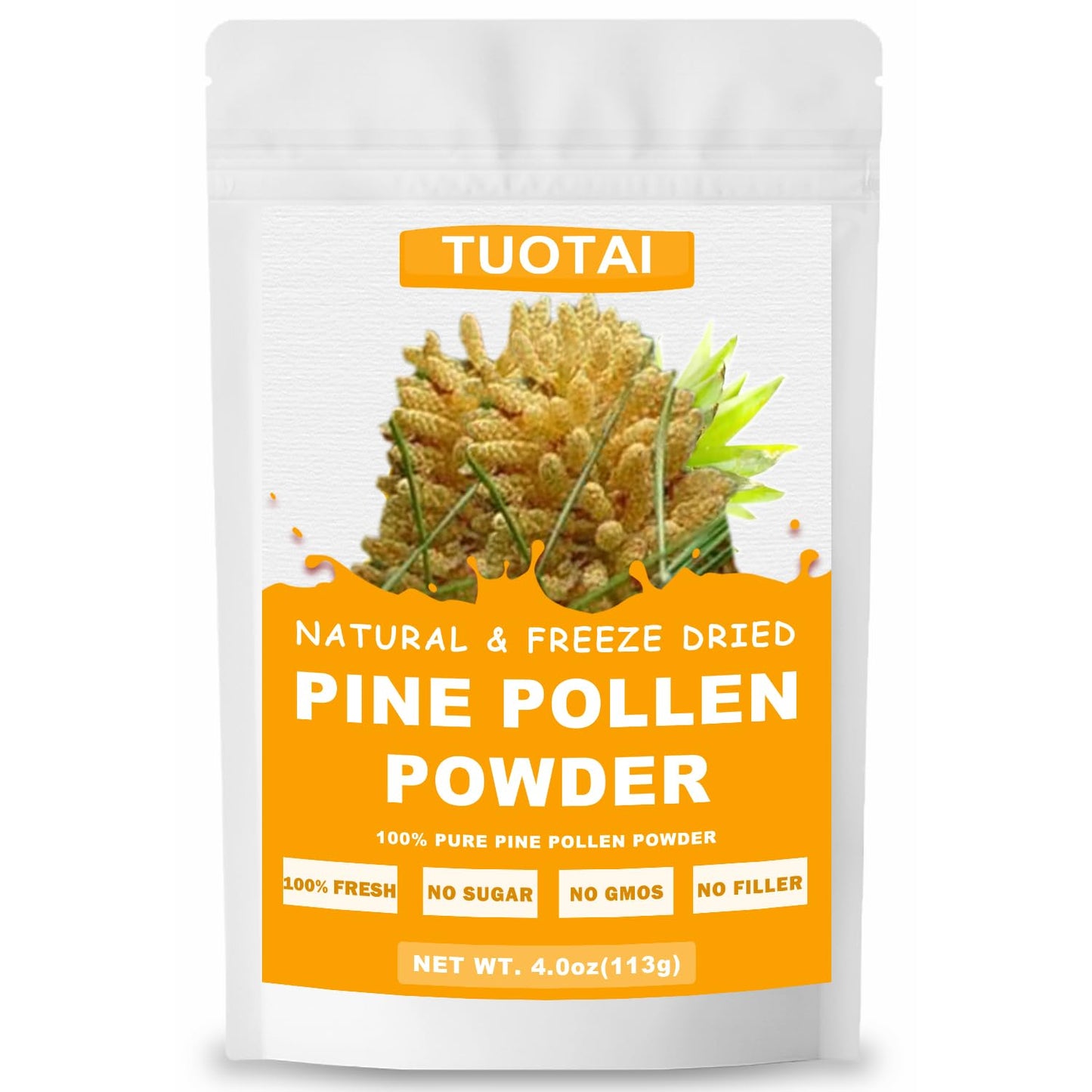 TUOTAI Premium Pine Pollen Powder – 100% Natural, No GMO, No Additives, Vegan